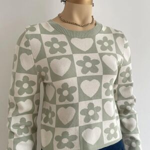 Debut Floral and Heart Pattern Sweater